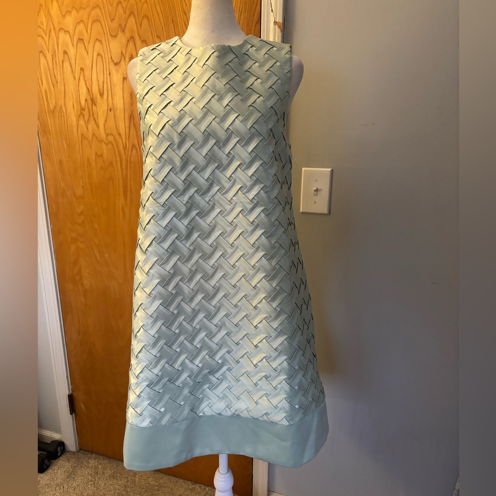 Elise Braided Satin Finish Elegant Mint Green Sleeveless Dress